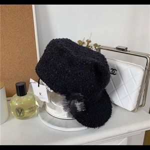 Vintage Chanel style tweed newsboy cap